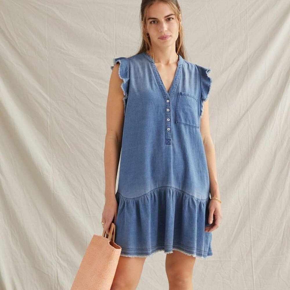 Anthropologie Pilcro Flounced Tunic Chambray Denim dress